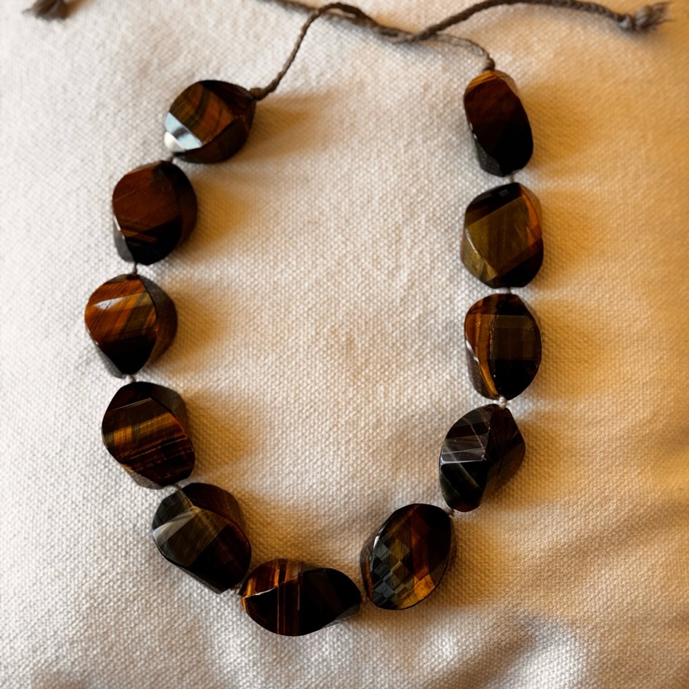 Elegant Natural Tiger eye stone Necklace. Handmade in USA Ann Lightfoot